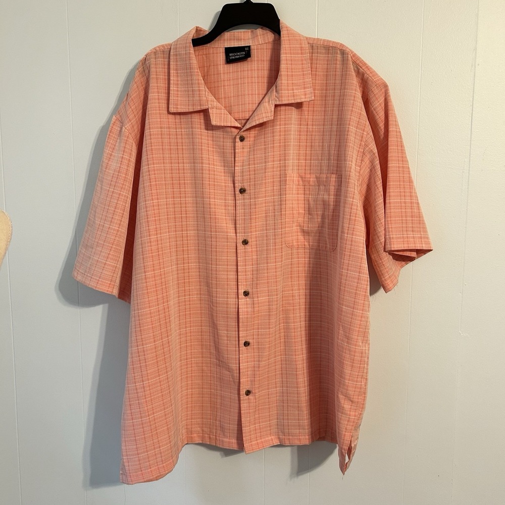 Men's 4X Brooklyn Unlimited Button-Down, Short Sleeve‎ Dress Shirt. Pink.